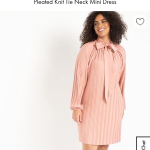 Eloquii Pleated knit tie neck dress
